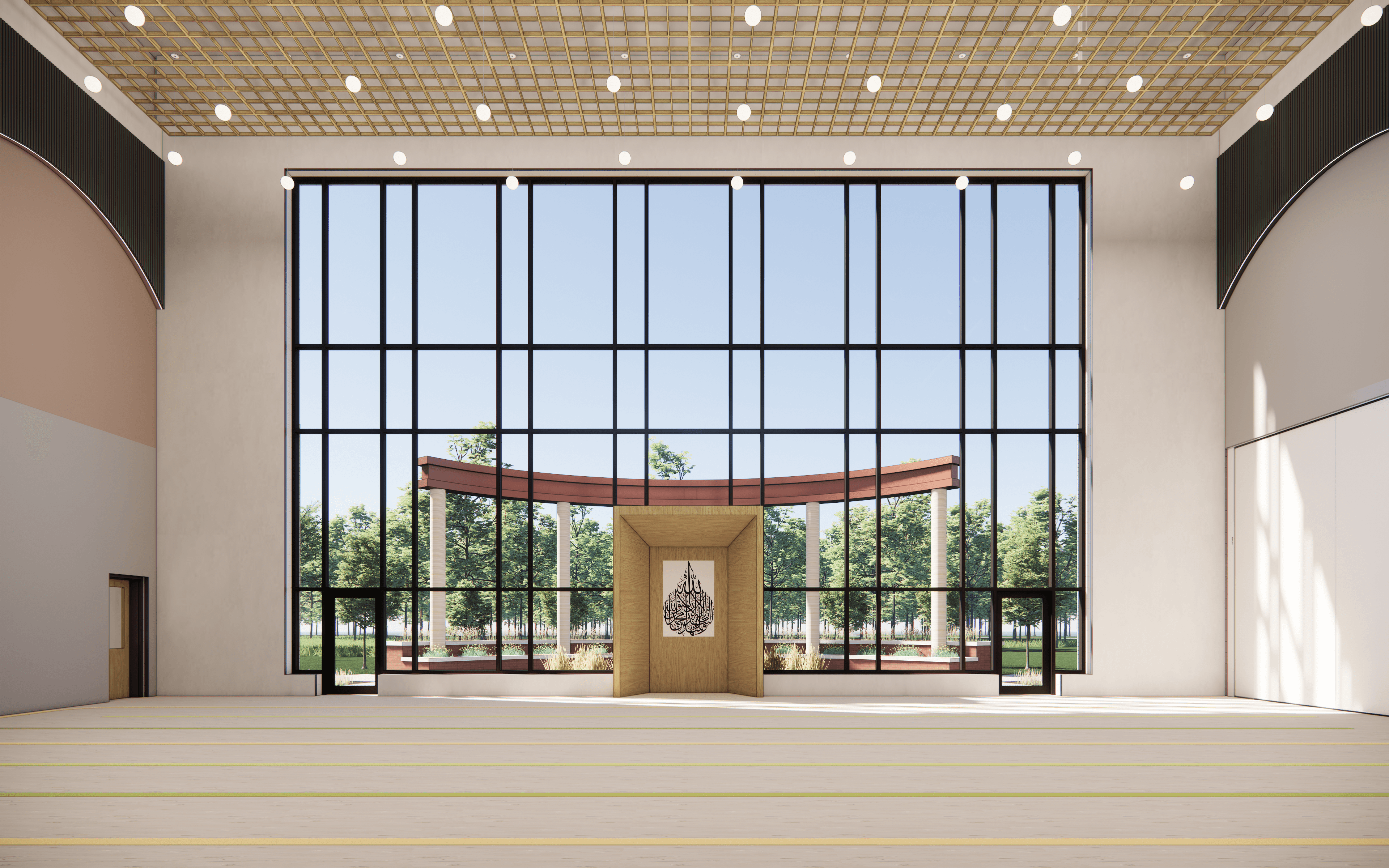 Prayer hall with mihrab